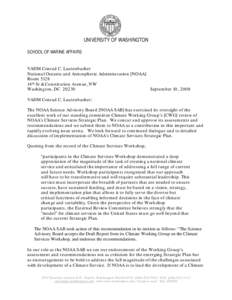 UNIVERSITY OF WASHINGTON SCHOOL OF MARINE AFFAIRS VADM Conrad C. Lautenbacher National Oceanic and Atmospheric Administration [NOAA] Room 5128