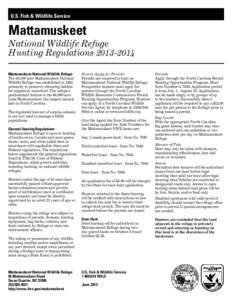 U.S. Fish & Wildlife Service  Mattamuskeet National Wildlife Refuge Hunting Regulations[removed]
