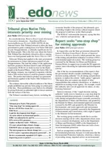 edonews  Vol 15 Nos 2&3 June-September[removed]Newsletter of the Environmental Defender’s Office WA (inc)