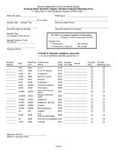 Drinking Water Synthetic Organic Chemical Analysis Reporting Form