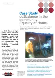 www.co2balance.com  Case Study co2balance in the community. Equality at Home.