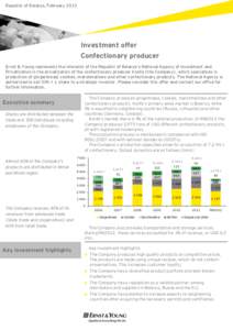 Republic of Belarus, February[removed]Investment offer Confectionary producer Ernst & Young represents the interests of the Republic of Belarus’s National Agency of Investment and Privatization in the privatization of th