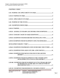 Chapter 6 : Growth Management Quota System (GMQS) and Transferable Development Rights (TDR’s) _____________________________________________________________ CHAPTER 6 - INDEX 6-10: PURPOSE AND APPLICABILITY OF GMQS ....