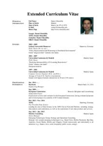 Extended Curriculum Vitae P ERSONAL I NFORMATION Full Name Place of birth