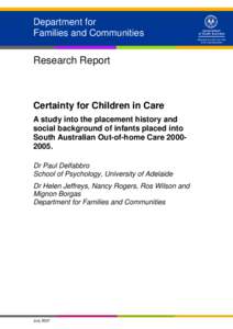 Department for Families and Communities Research Report  Certainty for Children in Care