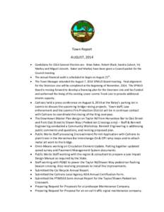 Town Report AUGUST, 2014   