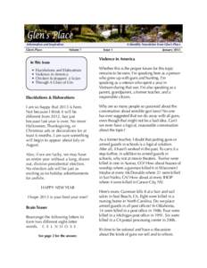 Information and Inspiration Glen’s Place A Monthly Newsletter from Glen’s Place Volume 7