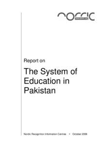 Report on  The System of Education in Pakistan