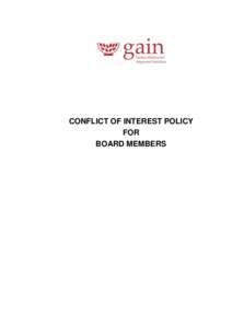 CONFLICT OF INTEREST POLICY FOR BOARD MEMBERS GLOBAL ALLIANCE FOR IMPROVED NUTRITION CONFLICT OF INTEREST POLICY FOR BOARD MEMBERS