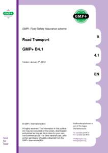 GMP+ Feed Safety Assurance scheme  Road Transport B