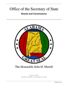 Office of the Secretary of State Boards and Commissions The Honorable John H. Merrill August 11, 2015 Amended: September 11, 2015; March 29, 2016