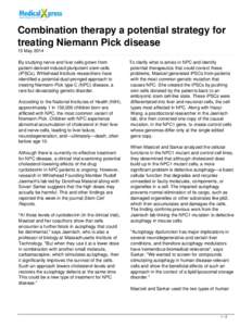 Combination therapy a potential strategy for treating Niemann Pick disease