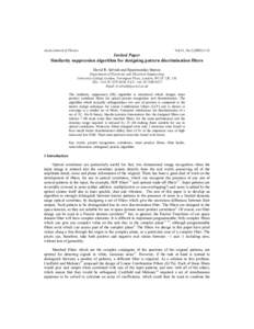 Asian Journal of Physics  Vol 11, No[removed]Invited Paper Similarity suppression algorithm for designing pattern discrimination filters