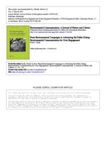 This article was downloaded by: [Brulle, Robert J.] On: 17 March 2010 Access details: Access Details: [subscription number[removed]Publisher Routledge Informa Ltd Registered in England and Wales Registered Number: 107