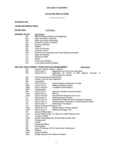 OUTLINE OF CONTENTS RULES AND REGULATIONS =============== INTRODUCTION CROSS-REFERENCE INDEX DEFINITIONS