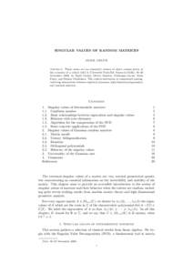 SINGULAR VALUES OF RANDOM MATRICES DJALIL CHAFA¨I Abstract. These notes are an expanded version of short courses given at the occasion of a school held in Universit´ e Paris-Est Marne-la-Vall´ ee, 16–20