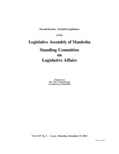 Second Session - Fortieth Legislature of the Legislative Assembly of Manitoba  Standing Committee