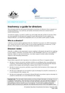 Insolvency: a guide for directors