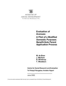 Evaluation of ‘Avenues’: A Pilot of a Modified Domestic Purposes Benefit-Sole Parent Application Process
