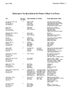 Turnarounds & Workouts 5  June 15, 2006 Bankruptcy Tax Specialists in the Nation’s Major Law Firms Firm