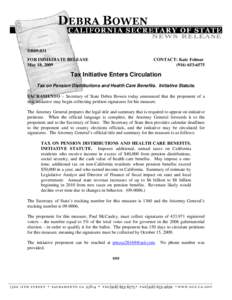 DB09:031 FOR IMMEDIATE RELEASE May 18, 2009 CONTACT: Kate Folmar[removed]