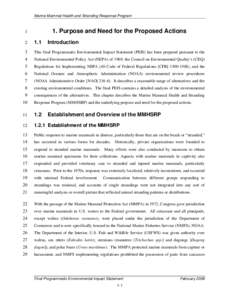 Chapter 1: Final Programmatic Environmental Impact Statement for Marine Mammal Health and Stranding Response Program (2009)
