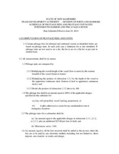 STATE OF NEW HAMPSHIRE PEASE DEVELOPMENT AUTHORITY — DIVISION OF PORTS AND HARBORS SCHEDULE OF PILOTAGE FEES AND PILOTAGE UNIT RATES PORTSMOUTH HARBOR AND PISCATAQUA RIVER Rate Schedule Effective June 29, [removed]COMP