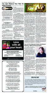 Sac and Fox News • February 2013 • Page 8  You Can Reduce Your Risk for Heart Disease submitted by: LaDona Johnson CHR Coordinator M e n w i p e mˆ a t e t h i tˆ