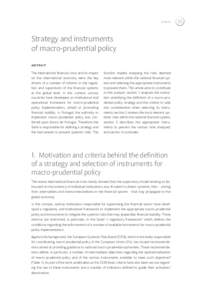 Articles  Strategy and instruments of macro-prudential policy ABSTRACT The international financial crisis and its impact