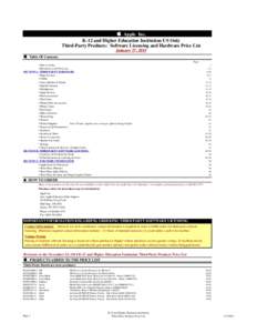  Apple Inc. K-12 and Higher Education Institution US Only Third-Party Products: Software Licensing and Hardware Price List January 27, 2015  Table Of Contents Page