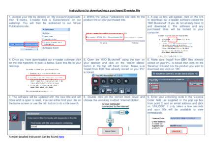 Instructions for downloading a purchased E-reader file 1, Access your title by clicking on ‘My Account/Downloads’ 2, Within the Virtual Publications site click on the 3, A pop up box will appear, click on the link th