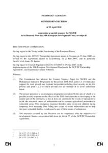 PE[removed]C[removed]COMMISSION DECISION of 23 April 2010 concerning a special measure for NIGER to be financed from the 10th European Development Fund, envelope B