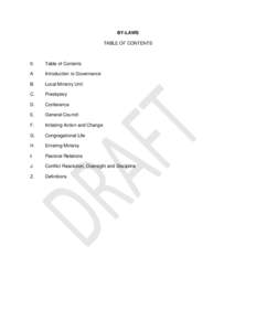 BY-LAWS TABLE OF CONTENTS 0.  Table of Contents