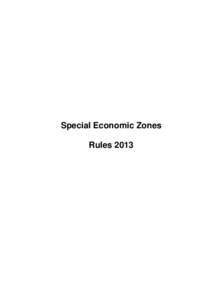 Special Economic Zones Rules 2013 TABLE OF CONTENTS  Subject