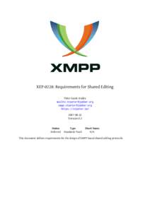 XEP-0228: Requirements for Shared Editing Peter Saint-Andre mailto:[removed] xmpp:[removed] https://stpeter.im[removed]