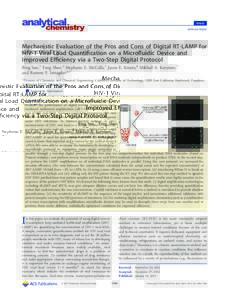 Article pubs.acs.org/ac Mechanistic Evaluation of the Pros and Cons of Digital RT-LAMP for HIV‑1 Viral Load Quantiﬁcation on a Microﬂuidic Device and Improved Eﬃciency via a Two-Step Digital Protocol