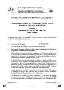 Euro-Latin American Parliamentary Assembly Assemblée Parlementaire Euro-Latino Américaine Asamblea Parlamentaria Euro-Latinoamericana Assembleia Parlamentar Euro-Latino-Americana Parlamentarische Versammlung Europa-Lat