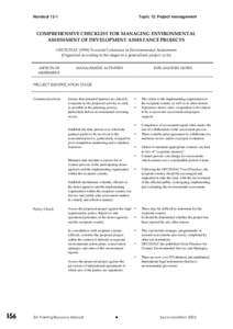 Handout[removed]Topic 12: Project management COMPREHENSIVE CHECKLIST FOR MANAGING ENVIRONMENTAL ASSESSMENT OF DEVELOPMENT ASSISTANCE PROJECTS