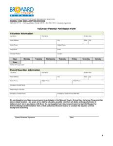 Broward County Animal Care and Adoption Section Volunteer Application