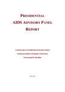 PRESIDENTIAL AIDS ADVISORY PANEL REPORT