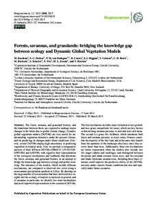 Biogeosciences, 12, 1833–1848, 2015 www.biogeosciences.netdoi:bg © Author(sCC Attribution 3.0 License.  Forests, savannas, and grasslands: bridging the knowledge gap