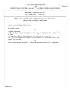 STANDARDS PRESENTATION Attachment No. 1 TO Page 1 of 12 CALIFORNIA OCCUPATIONAL SAFETY AND HEALTH STANDARDS BOARD