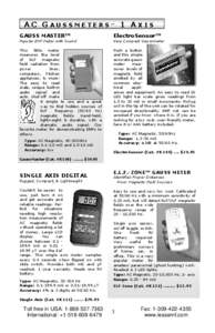 AC GAUSSMETERS- 1 AXIS GAUSS MASTER™