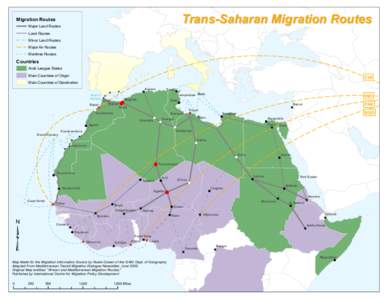 Trans-Saharan Migration Routes  Migration Routes Major Land Routes Land Routes Minor Land Routes