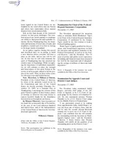 2384  Nov[removed]Administration of William J. Clinton, 1993 ment signed in our United States; we are thankful for the relief efforts that our Nation