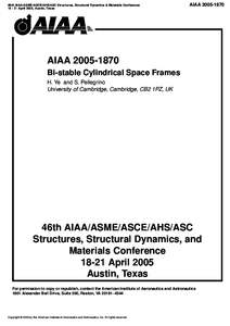 46th AIAA/ASME/ASCE/AHS/ASC Structures, Structural Dynamics & Materials Conference[removed]April 2005, Austin, Texas AIAA[removed]AIAA[removed]