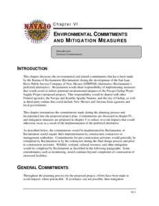 VI Chapter VI  ENVIRONMENTAL COMMITMENTS AND M ITIGATION M EASURES Introduction General Commitments