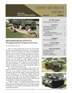 U.S. Army Center of Military History ARMY MUSEUM MEMO Issue 74