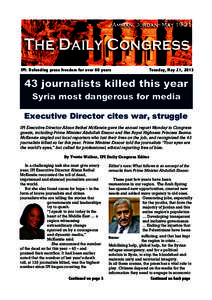 IPI: Defending press freedom for over 60 years  Tuesday, May 21, journalists killed this year Syria most dangerous for media