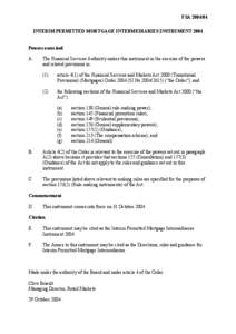 [removed]: Interim Permitted Mortgage Intermediaries Instrument 2004